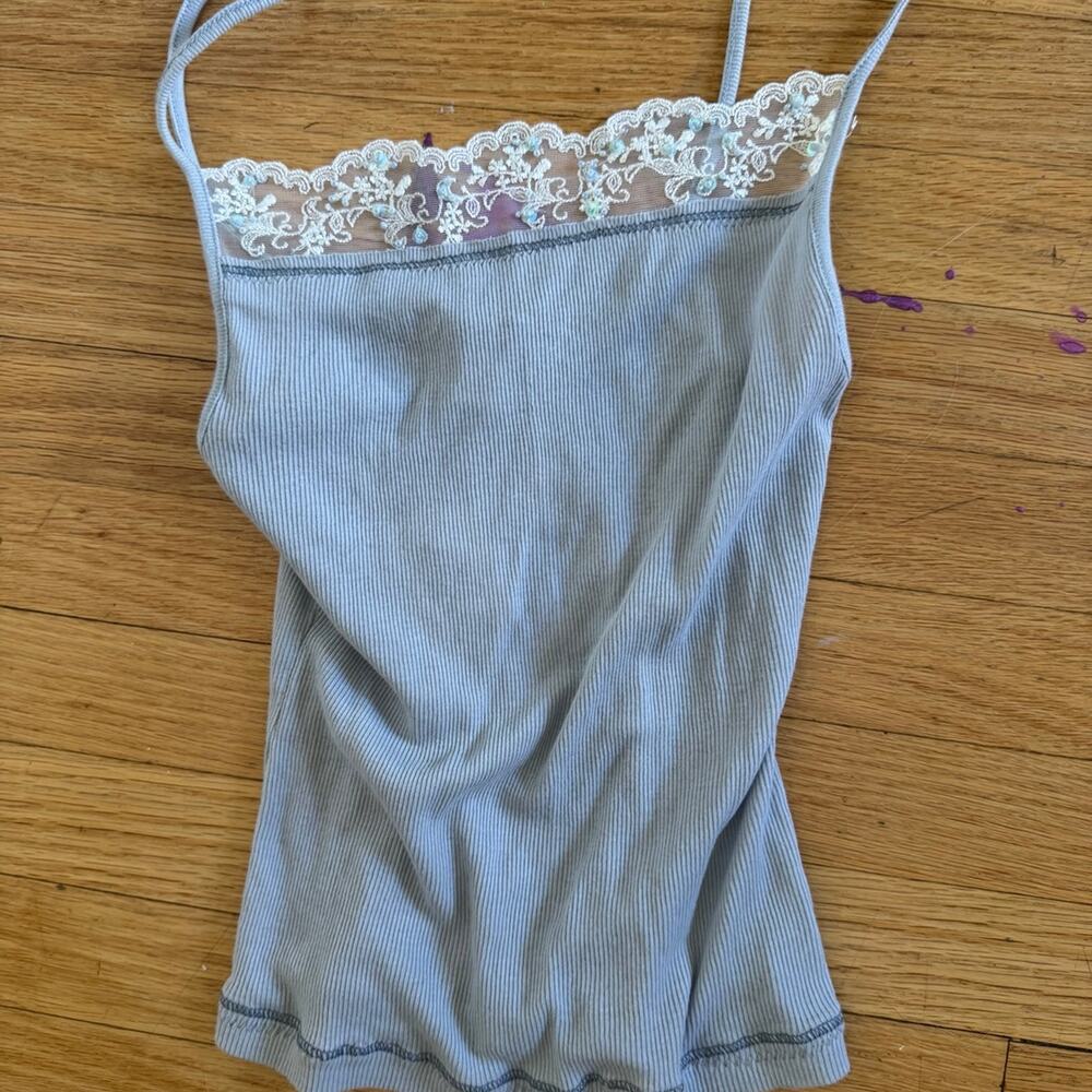 VINTAGE Hollister cotton lace tank Cami Tank Top Strappy New rare
